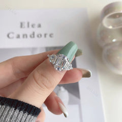 Aetolia Green Crystal S925 Sterling Jewelry Rhodium Plated Diamond Stackable Ring For Women Wedding Korean Style Wholesale Silver