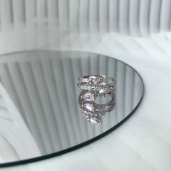 Aetolia 925 Fashion 8A Cz Pink Cubic Zirconia Ring Eternity Sterling Silver Engagement High Quality Women Jewelry Crystal Stone Diamond