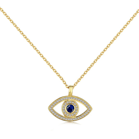 Aetolia Vintage Turkish 925 Silver Devil Eye Pendant Italian Necklace Jewelry 18K Gold Plated Blue Stone Lucky Eyes Necklaces For Women