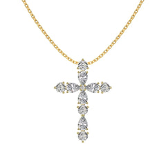 Aetolia Simply Designed 18K Gold Plated Cross Pendant Cz Necklace 925 Sterling Silver Jewelry For Women Men Unisex Cross Necklaces