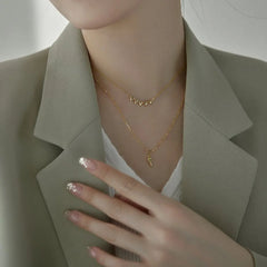 Aetolia Stylish Jewelry Tiny Triangle Double multi layered 925 Sterling Silver Necklace 18k Gold Plated Pendant Necklace