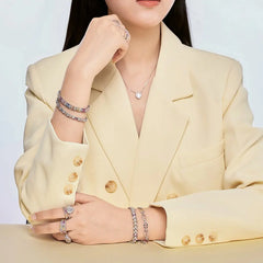 Aetolia Dropshipping S925 Sterling Silver Heart Shape Rainbow Jewelry Pink Stone Necklace Cz Cubic Zirconia Necklaces For Women