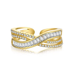 Aetolia Top End Rhodium 18K Gold Plated Diamond Sparkling 5A Zirconia ring Infinity Element Hallow Adjustable Baguette Wedding Rings