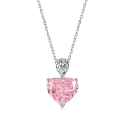 Aetolia Heart Square Shape Pink Cubic Zirconia 925 Sterling Silver Wedding Chunky Necklace Jewelry Bridal Pendants Sets For Women