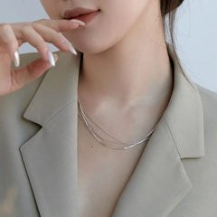 Aetolia fine jewelry Trendy Minimalist Design 925 Sterling Silver necklace Rhodium Plated Multiple Layer Clavicle Chain Necklaces
