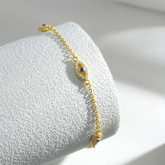 Aetolia New Arrival Hot Sale 18K Gold Plated Chain Blue Devil Eyes Beads Bracelet Adjustable Link Chain Eyes Bracelet For Girls