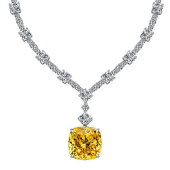 Aetolia High Quality Elegant Fine Jewelry Personality Yellow Square Cz Cubic Zircon Necklace S925 Sterling Engagement Wedding Supplies