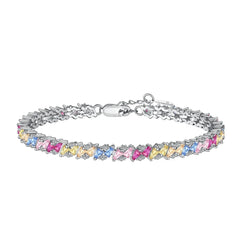 Aetolia Eternity Band Colorful S925 Sterling Silver Bracelet Jewelry Set Cubic Zirconia Pink Stone Diamond Tennis Bracelets Women