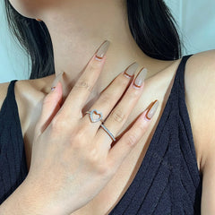 Aetolia Statement Adjustable hollow Hearts Promise Stacking Eternity Love Finger Band Jewelry Sterling Silver 925 Hear ring set