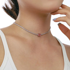 Aetolia Cz Cubic Zirconia Necklace S925 Sterling Silver Yellow Pink Pendant Choker Jewelry Diamond Tennis Necklaces For Women Girls
