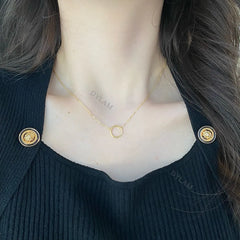 Aetolia Minimalist Girl Jewelry Round Ring Pendant 925 Sterling Silver 18k Gold Plated Snack Necklace