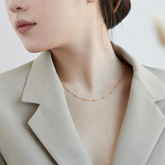 Aetolia Plata 925 Trendy Silver 925 Jewelry Necklace Custom 925 Sterling Silver Gold Chain 18k Gold Plated Beaded Thin Necklace