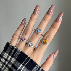 Aetolia Hot Selling Colorful Fine Jewelry Square 925 Sterling Silver Rings Bridal Diamond Cubic Zirconia Wedding Jewelry Sets For Women