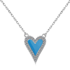 Aetolia Non Tarnish Fine Jewelry S925 Sterling Silver Chain Blue Black Onyx Necklace Pendant Cubic Zircon Cz Heart Necklaces Women