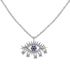 Aetolia Trendy S925 Sterling Silver Chain Jewelry Necklace Cz Cubic Zircon Pendants Blue Devil Eye Pendant Necklaces For Women
