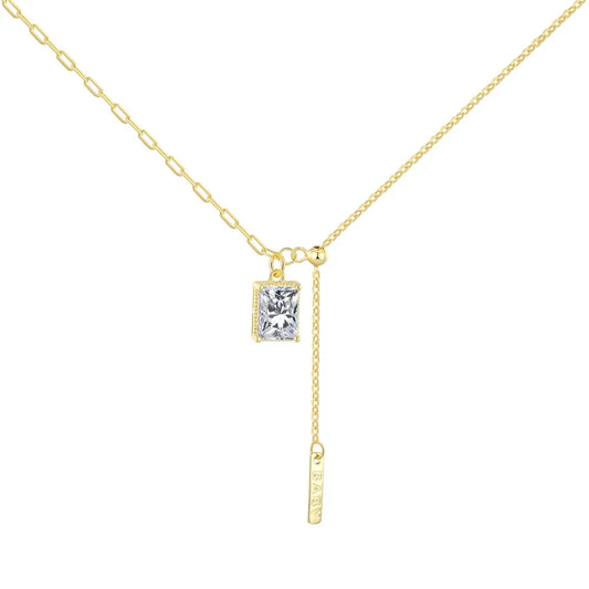Aetolia Dainty Non Tarnish Waterproof Cz Square Cubic Zirconia 18K Gold Plated Necklace Jewelry Diamond Pendant Necklaces Women