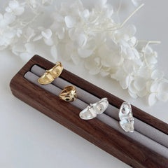 Aetolia Simple Design Jewelry Women Stud Earring Irregular Concave-Convex Wide Surface Heart Shape 925 Sterling Silver Earrings