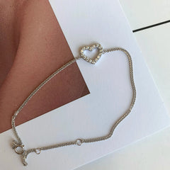 Aetolia Friendship Bracelets Link Chain Adjustable Heart Pendant Necklace Bangle Jewelry 925 Sterling Silver 18K Gold Bracelet