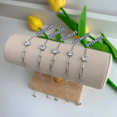 Aetolia Cuba Drop Heart Shape Iced Out Tennis Cubic Zirconia 925 Silver Chain Crystal Bracelets Bangles Charm For Bracelet Women