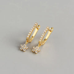 Aetolia jewelry 2020 Hot sale flower earrings S925 Sterling Silver gold plated diamond hoop earrings