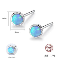 Aetolia Sterling Silver with no minimum jewelry Design White Blue Opal Stud Earrings for Girls Dylam jewelry