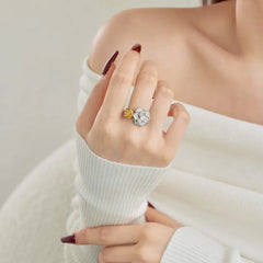 Aetolia Luxury No Moq S925 Sterling Silver Ring Yellow Cubic Zirconia Cz Jewelry Rose Camellia Flower Promise Rings For Women