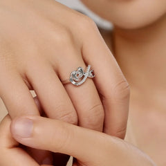 Aetolia Mother'S Day Gift Wholesale Fine Jewelry 925 Silver Ring Cute Cross Heart Mini Baby Foot Shape Rings Jewelry For Mom Women