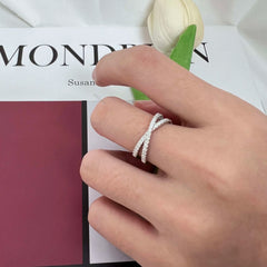 Aetolia Fashion Solid Ring for Women Cross X Shape Exquisite Party Cocktail Ring Zirconia Micro Paved Silver Jewelry women