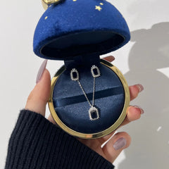 Aetolia Good Price Fine S925 Silver Cz Jewelry Set Pear Flower Shape Stud Earrings Pendant Necklaces Blue Sapphire Rings For Women