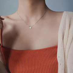 Aetolia Hot sell Korea Necklace Dainty Women's 18K Lightweight Butterfly Sterling Silver Mini Shell Butterfly Necklace