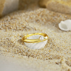 Aetolia Luxury Design Elegant Vintage Style 18K Gold Plated Pearl Ring 925 Sterling Silver Rings For Women Tarnish Free Jewelry