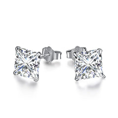 Aetolia 8mm 5A square cz cubic zirconia hypoallergenic engagement stud earring jewellery 925 sterling wedding silver earrings