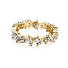 Aetolia Fine Jewelry Iced Out Cubic Zirconia Classic 18K Gold Plated 925 Silver Rings Icy Diamond Irregular Shape Ring For Women