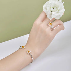 Aetolia New Arrival Iced Out Bling Open Adjustable Square Yellow Green Bracelets Bangles 925 Sterling Silver Cz Bracelet For Women