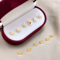 Aetolia 6 pieces Christmas Earrings Festive Jewelry Merry Xmas Tree Candy Cane White Snowflake Reindeer Christmas Stud Earring Set