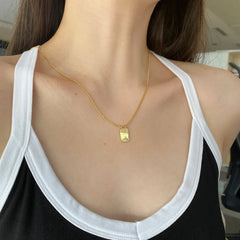 Aetolia High Quality 925 Sterling Silver Girlfriend Trendy Rectangle Hip Hop Square Pendants 925 Sterling Silver Custom Necklace