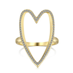 Aetolia Ins Style Fine Simple Love Zircon Ring S925 Silver 18K Gold Hollow Diamond Cz Cubic Zirconia Heart Rings Jewelry Women