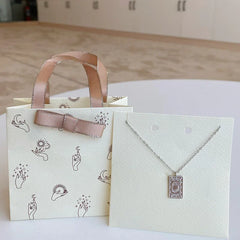 Aetolia Mini size foldable and customizable logo square tote bag necklace jewelry box can be a gift for girlfriend and wife