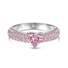 Aetolia Classic S925 Silver Set Cz Heart Ring Pink Blue Diamond Wedding Ring Couple Engagement Band Bridal Set Rings Jewelry Women