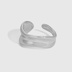 Aetolia Fine Minimalist Jewelry S925 Silver Rhodium 18K Gold Plated Irregular Wide Concave Convex Adjustable Women Rings for women