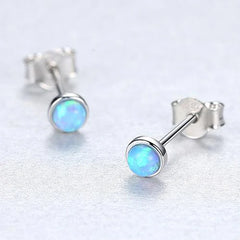Aetolia Sterling Silver with no minimum jewelry Design White Blue Opal Stud Earrings for Girls Dylam jewelry
