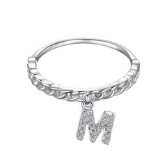 Aetolia Fashion Jewelry Trend Wholesale Ring Party Gift S925 Sterling Silver Stackable Initial Letter A-Z Rings For Women Daily Wear