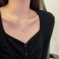 Aetolia Wholesale Clavicle Chain S925 Silver 18K Rose Gold Necklace CZ Cubic Zirconia Hollow Heart Pendant Necklaces For Women