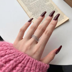 Aetolia Waterproof Fine Jewelry Multi-Layer Line S925 Sterling Silver Cross Ring Cz Cubic Zirconia Eternity Band Rings For Women