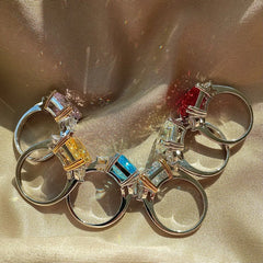 Aetolia Supply No MOQ Super Sparkling Crystal Rhodium Plated Birthstone Eternity Rings S925 Bridal Promised Engagement Rings