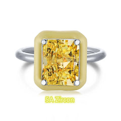 Aetolia High Quality Cubic Zirconia Ring Sterling Silver 925 Yellow Gold Color Zirconia cz Main Stone rings for Christmas Gift