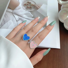 Aetolia Classic 925 Sterling Silver Ring Exquisite Pink Cz Cubic Zirconia Wedding Rings Simple Couples Engagement Eart Shape Women
