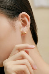 Aetolia Anti Tarnish Super Hot Sale Romantic MAMA Series "LOVE" Sign With Red Heart Shape Zircon Silver Earrings for Mother's Day