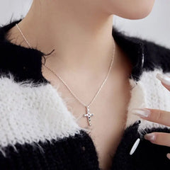 Aetolia Women 925 Sterling Silver Jewelry 18K Gold Religious Irregular 5A Diamond Zirconia Texture Cross Pendant Necklace for women