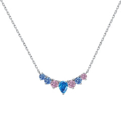 Aetolia High Quality Smile Emerald Pink Colorful Necklace Chain 925 Sterling Silver Cz Cubic Zirconia Necklaces Pendant For Women
